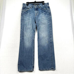 Y2K Express Mens 31x32 Blake Loose Fit Boot Cut Washed Whiskering Faded Jeans